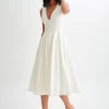 Keely Cotton Sleeveless Midi Dress – White