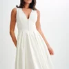 Keely Cotton Sleeveless Midi Dress – White