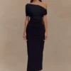 Kendra Scuba Jersey Midi Dress With Hardware – Black
