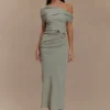 Kendra Scuba Jersey Midi Dress With Hardware – Sage