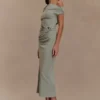 Kendra Scuba Jersey Midi Dress With Hardware – Sage