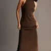Kennedy High Neck Midi Dress – Chocolate