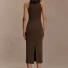 Kennedy High Neck Midi Dress – Chocolate