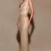 Kenny Diamante One Shoulder Maxi Dress – Gold