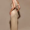 Kenny Diamante One Shoulder Maxi Dress – Gold