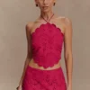 Kensley Broderie Halter Top – Dragonfruit