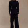 Kerrymae Straight Leg Knit Pants – Black