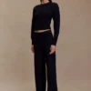 Kerrymae Straight Leg Knit Pants – Black