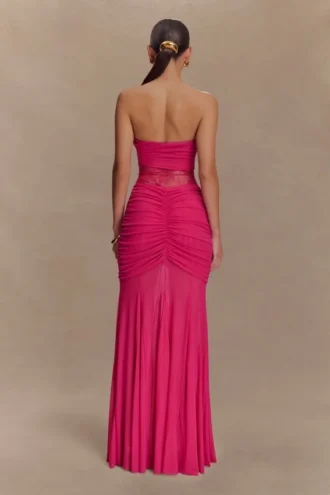 Khadijah Lace And Mesh Maxi Dress – Dragonfruit