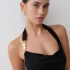Khanh Slinky Halter Maxi Dress – Black