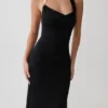 Khanh Slinky Halter Maxi Dress – Black