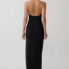 Khanh Slinky Halter Maxi Dress – Black