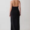 Khanh Slinky Halter Maxi Dress – Black