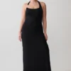 Khanh Slinky Halter Maxi Dress – Black