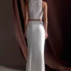 Khloe Satin Fishtail Maxi Skirt – White