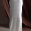 Khloe Satin Fishtail Maxi Skirt – White