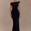 Kinsley Slinky Maxi Dress With Hardware – Black