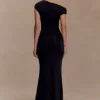 Kinsley Slinky Maxi Dress With Hardware – Black
