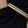 Kinsley Slinky Maxi Dress With Hardware – Black
