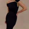 Kinsley Slinky Maxi Dress With Hardware – Black