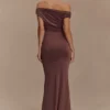 Kinsley Slinky Maxi Dress With Hardware – Chocolate