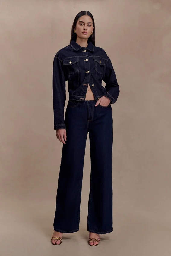 Kirra Cinched Denim Jacket – Washed Indigo Blue Kirra Cinched Denim Jacket – Washed Indigo Blue