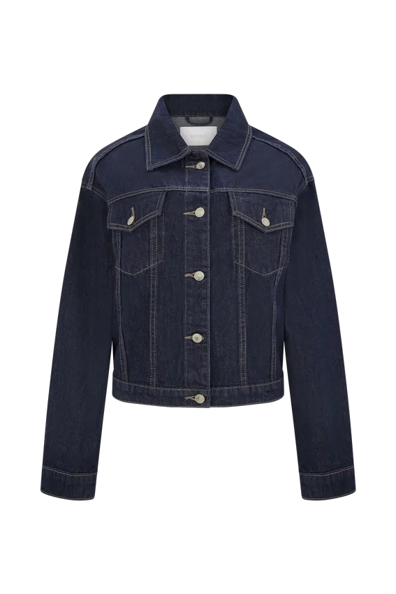 Kirra Cinched Denim Jacket – Washed Indigo Blue Kirra Cinched Denim Jacket – Washed Indigo Blue