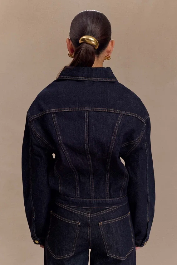 Kirra Cinched Denim Jacket – Washed Indigo Blue Kirra Cinched Denim Jacket – Washed Indigo Blue