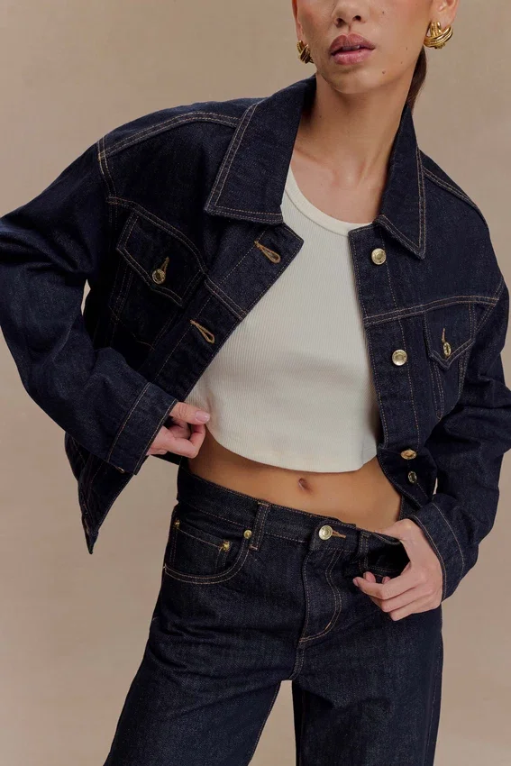 Kirra Cinched Denim Jacket – Washed Indigo Blue Kirra Cinched Denim Jacket – Washed Indigo Blue