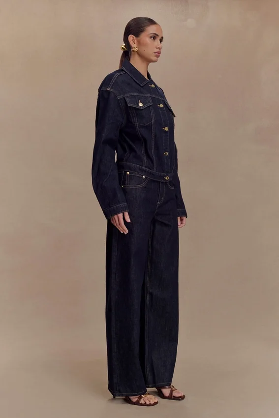 Kirra Cinched Denim Jacket – Washed Indigo Blue Kirra Cinched Denim Jacket – Washed Indigo Blue