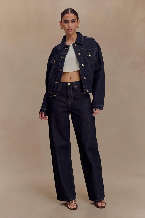 Kirra Cinched Denim Jacket – Washed Indigo Blue Kirra Cinched Denim Jacket – Washed Indigo Blue