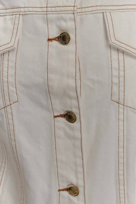 Kirra Cinched Denim Jacket – White Kirra Cinched Denim Jacket – White