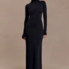 Kiyah Slinky Cut Out Maxi Dress – Black