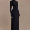 Kiyah Slinky Cut Out Maxi Dress – Black