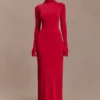 Kiyah Slinky Cut Out Maxi Dress – Red Kiyah Slinky Cut Out Maxi Dress – Red