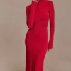 Kiyah Slinky Cut Out Maxi Dress – Red Kiyah Slinky Cut Out Maxi Dress – Red