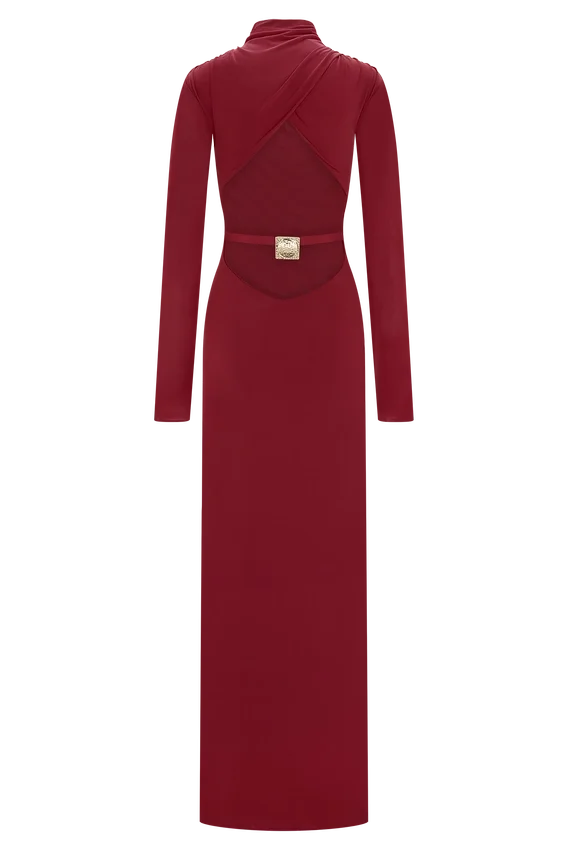 Kiyah Slinky Cut Out Maxi Dress – Red Kiyah Slinky Cut Out Maxi Dress – Red