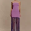 Koah Fringe Bandage Knit Maxi Dress – Purple