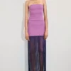 Koah Fringe Bandage Knit Maxi Dress – Purple