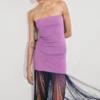 Koah Fringe Bandage Knit Maxi Dress – Purple