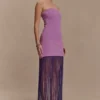 Koah Fringe Bandage Knit Maxi Dress – Purple