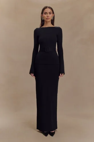 Kyle Knit Maxi Skirt – Black