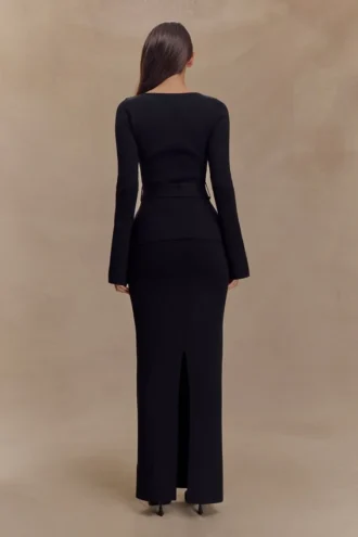 Kyle Knit Maxi Skirt – Black