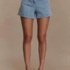 Kylee Embroidered Shorts – Mid Blue