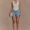 Kylee Embroidered Shorts – Mid Blue