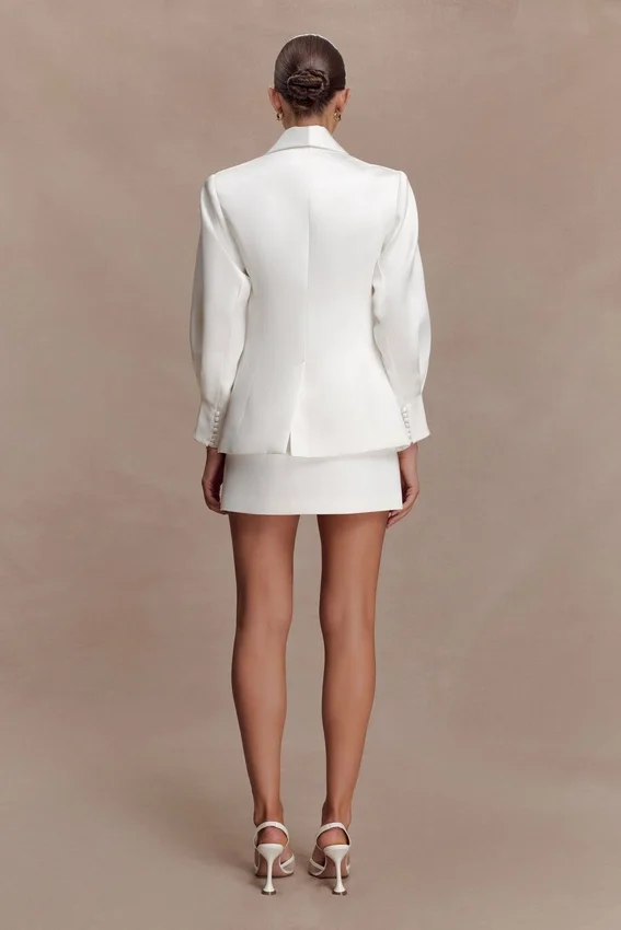 Kylie Oversized Satin Blazer – Ivory Kylie Oversized Satin Blazer – Ivory