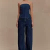 Laina Mid Rise Diamante Denim Jeans – Midnight Blue