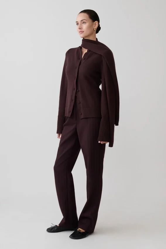 Lara Knit Cardigan With Scarf – Chocolate Lara Knit Cardigan With Scarf – Chocolate