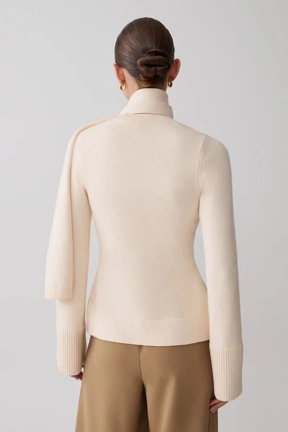 Lara Knit Cardigan With Scarf – Ivory Lara Knit Cardigan With Scarf – Ivory