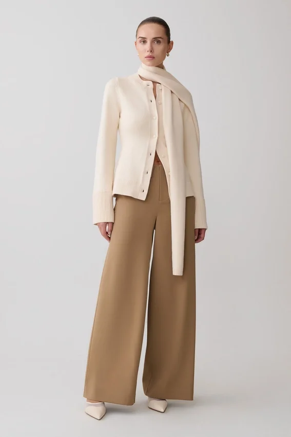 Lara Knit Cardigan With Scarf – Ivory Lara Knit Cardigan With Scarf – Ivory